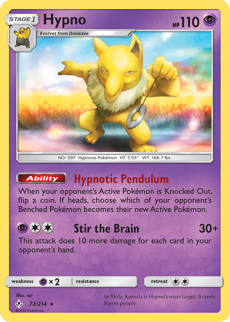 Hypno (72/214) [Sun & Moon: Unbroken Bonds] | Eastridge Sports Cards & Games