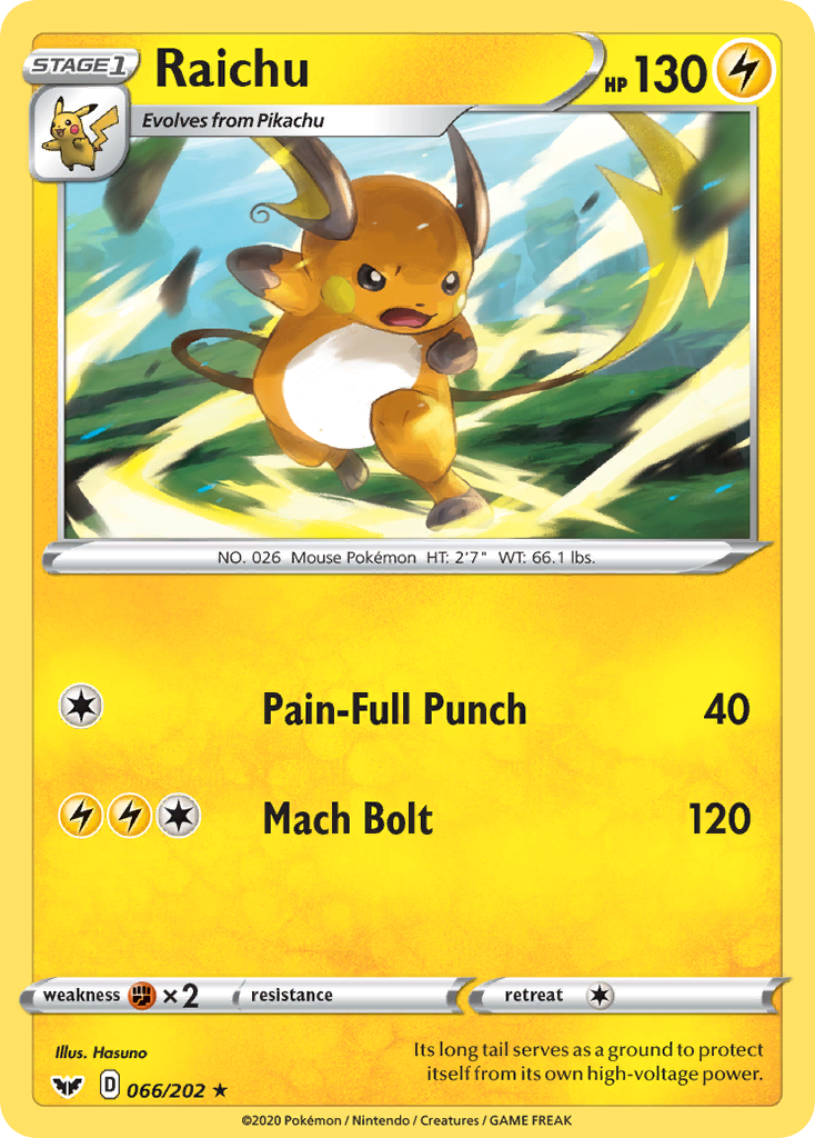 Raichu (066/202) [Sword & Shield: Base Set] | Eastridge Sports Cards & Games