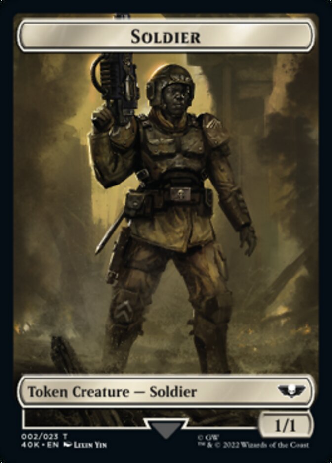 Soldier (002) // Space Marine Devastator Double-Sided Token (Surge Foil) [Universes Beyond: Warhammer 40,000 Tokens] | Eastridge Sports Cards & Games