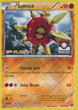 Solrock (64/146) (3rd Place League Challenge Promo) [XY: Base Set] | Eastridge Sports Cards & Games