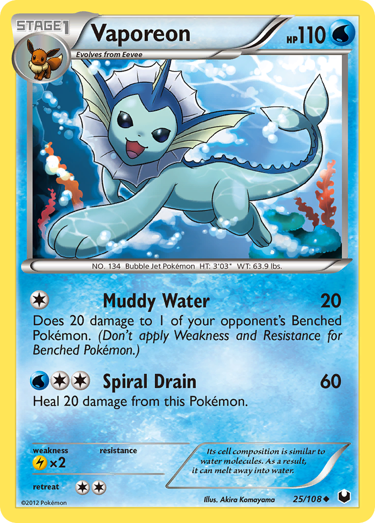 Vaporeon (25/108) [Black & White: Dark Explorers] | Eastridge Sports Cards & Games