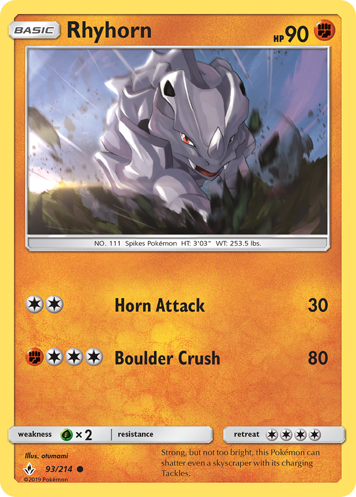 Rhyhorn (93/214) [Sun & Moon: Unbroken Bonds] | Eastridge Sports Cards & Games