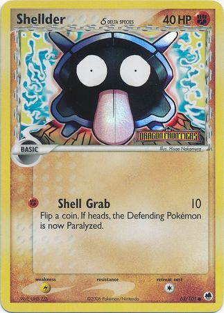 Shellder (63/101) (Delta Species) (Stamped) [EX: Dragon Frontiers] | Eastridge Sports Cards & Games