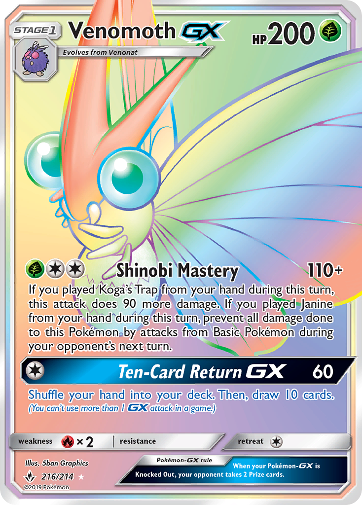 Venomoth GX (216/214) [Sun & Moon: Unbroken Bonds] | Eastridge Sports Cards & Games