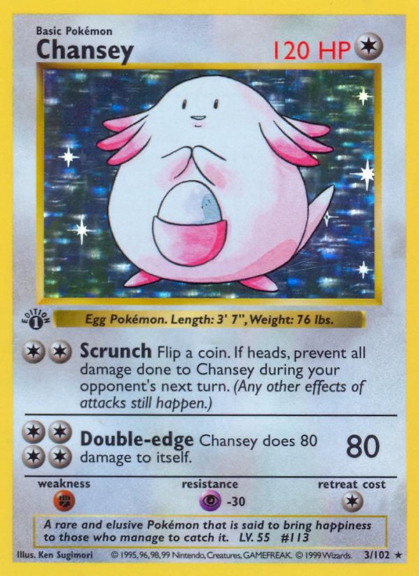 Chansey (3/102) (Shadowless) [Base Set 1st Edition] | Eastridge Sports Cards & Games