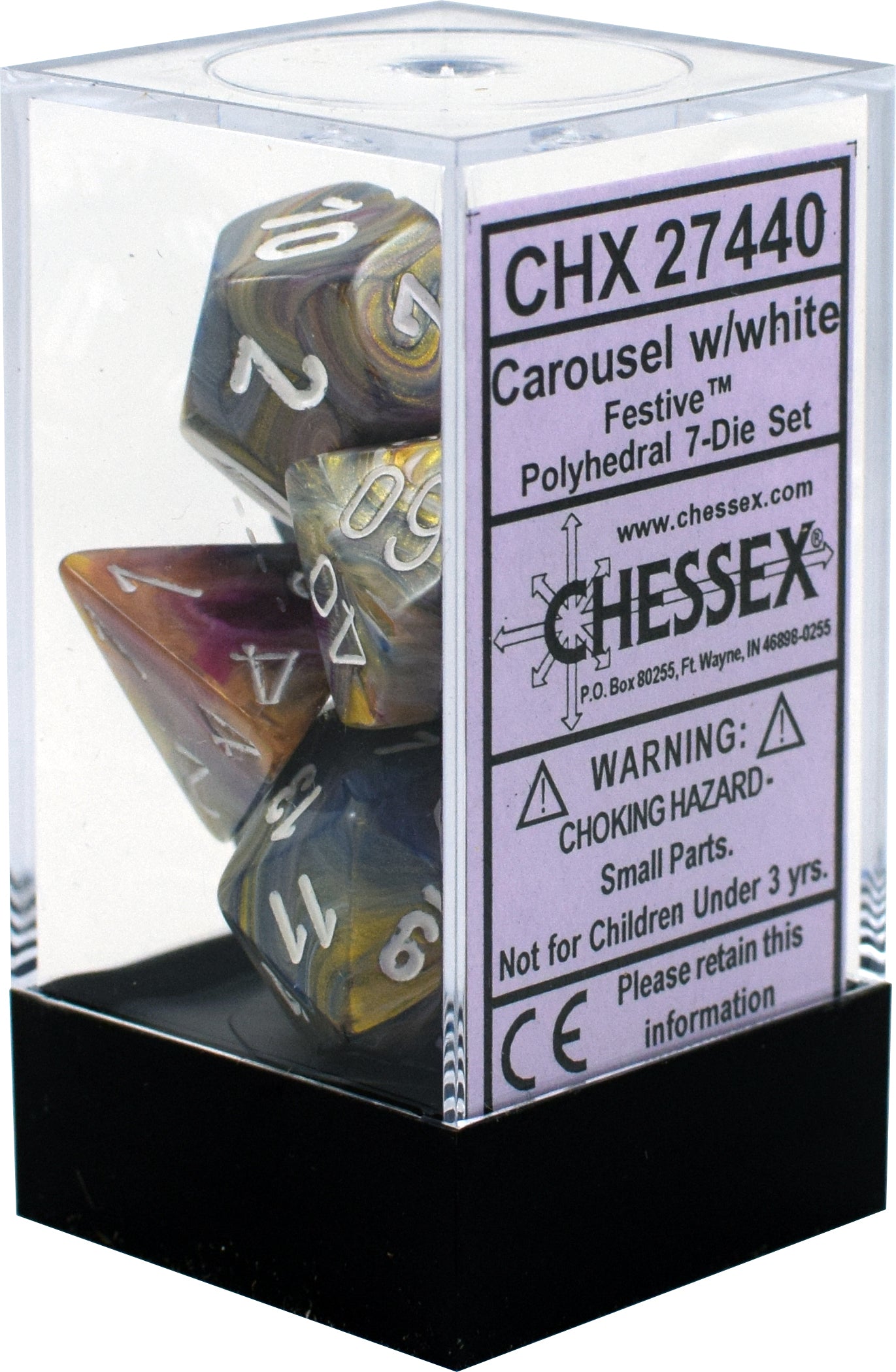 CHESSEX FESTIVE 7-DIE SET CAROUSEL/WHITE (CHX27440) | Eastridge Sports Cards & Games