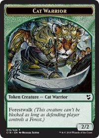 Cat Warrior // Plant Double-sided Token [Commander 2018 Tokens] | Eastridge Sports Cards & Games