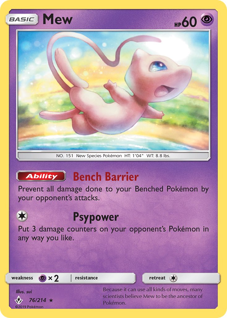 Mew (76/214) (Theme Deck Exclusive) [Sun & Moon: Unbroken Bonds] | Eastridge Sports Cards & Games