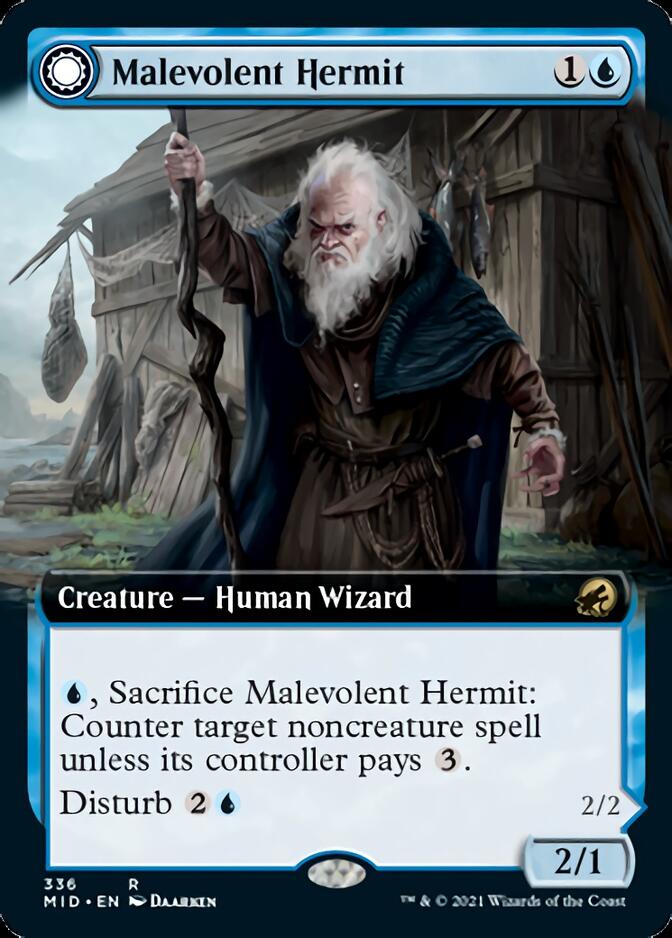 Malevolent Hermit // Benevolent Geist (Extended) [Innistrad: Midnight Hunt] | Eastridge Sports Cards & Games