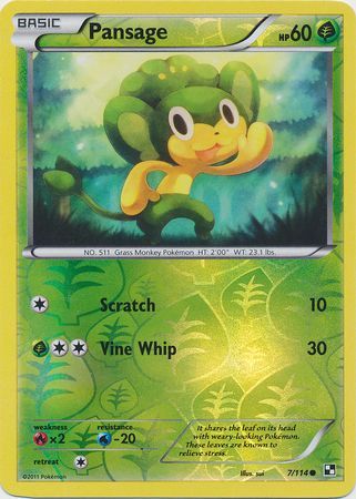 Pansage (7/114) (Energy Holo) [Black & White: Base Set] | Eastridge Sports Cards & Games