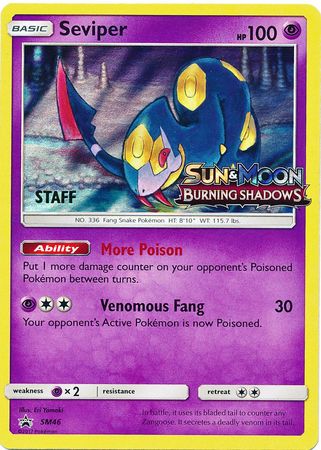 Seviper (SM46) (Staff Prerelease Promo) [Sun & Moon: Black Star Promos] | Eastridge Sports Cards & Games