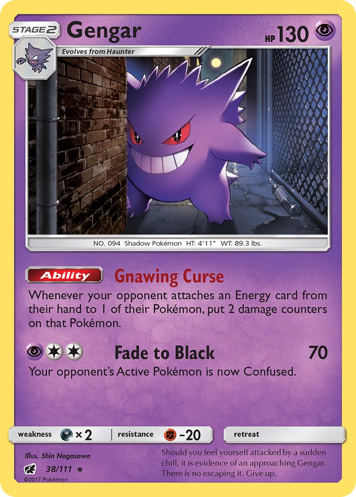 Gengar (38/111) (Prerelease Kit Exclusive) (Theme Deck Exclusive) [Sun & Moon: Crimson Invasion] | Eastridge Sports Cards & Games