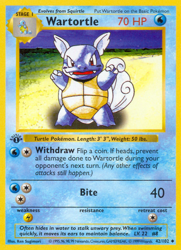 Wartortle (42/102) (Shadowless) [Base Set 1st Edition] | Eastridge Sports Cards & Games