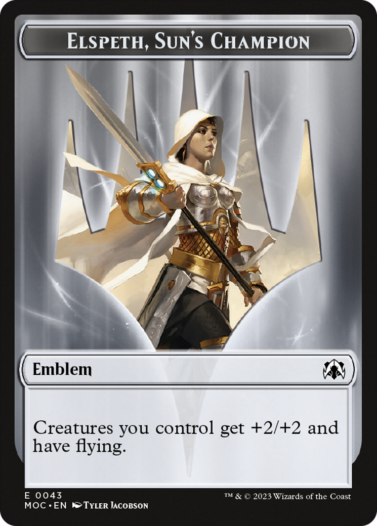 Warrior // Elspeth, Sun's Champion Emblem Double-Sided Token [March of the Machine Commander Tokens] | Eastridge Sports Cards & Games