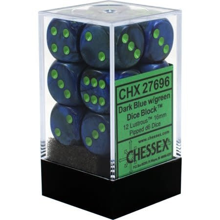 CHESSEX Lustrous 12D6 Dark Blue/Green 16MM (CHX27696) | Eastridge Sports Cards & Games
