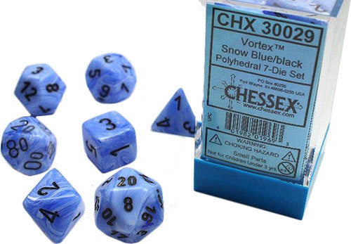 CHESSEX VORTEX 7-DIE SET SNOW BLUE/BLACK (CHX30029) | Eastridge Sports Cards & Games