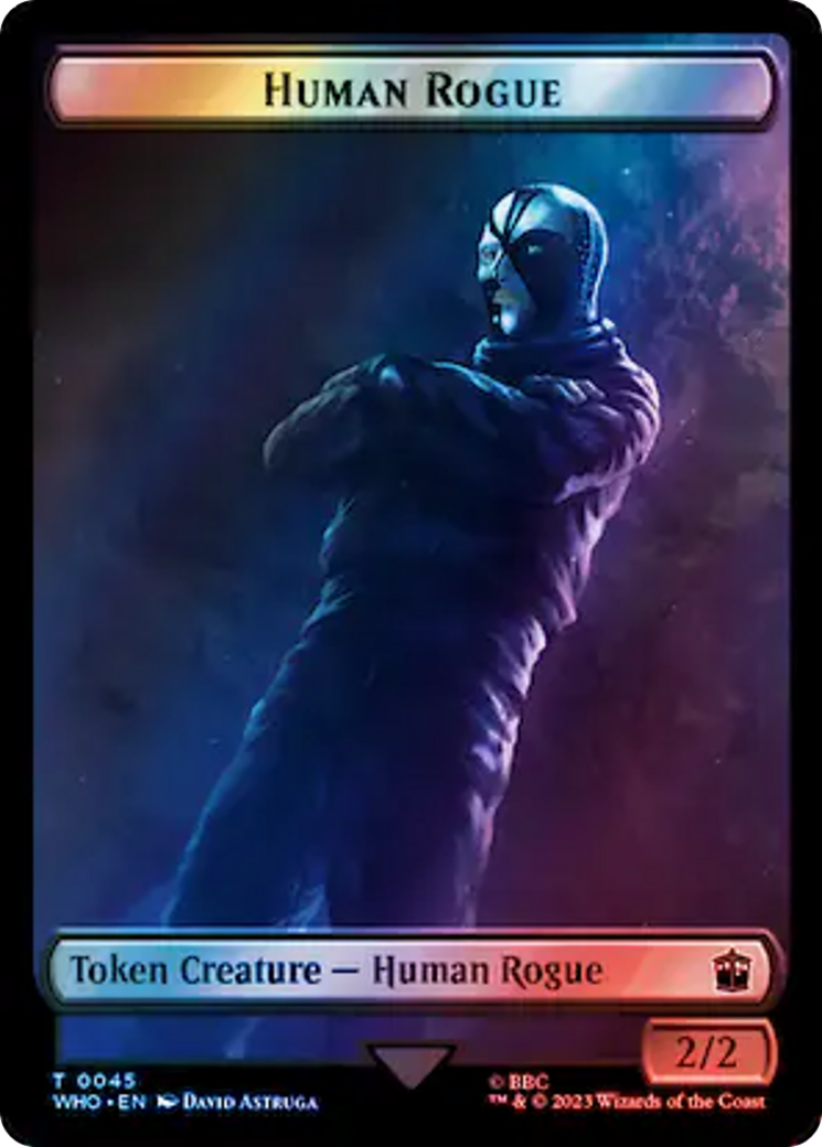 Human Rogue // Dinosaur Double-Sided Token (Surge Foil) [Doctor Who Tokens] | Eastridge Sports Cards & Games