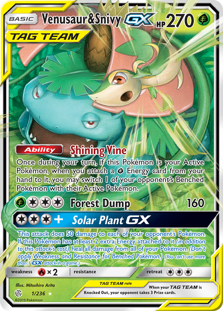 Venusaur & Snivy GX (1/236) [Sun & Moon: Cosmic Eclipse] | Eastridge Sports Cards & Games