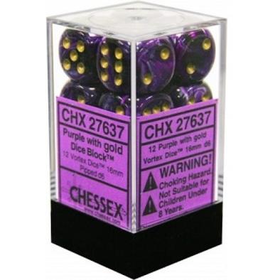 CHESSEX Vortex 12D6 Purple/Gold 16MM (CHX27637) | Eastridge Sports Cards & Games