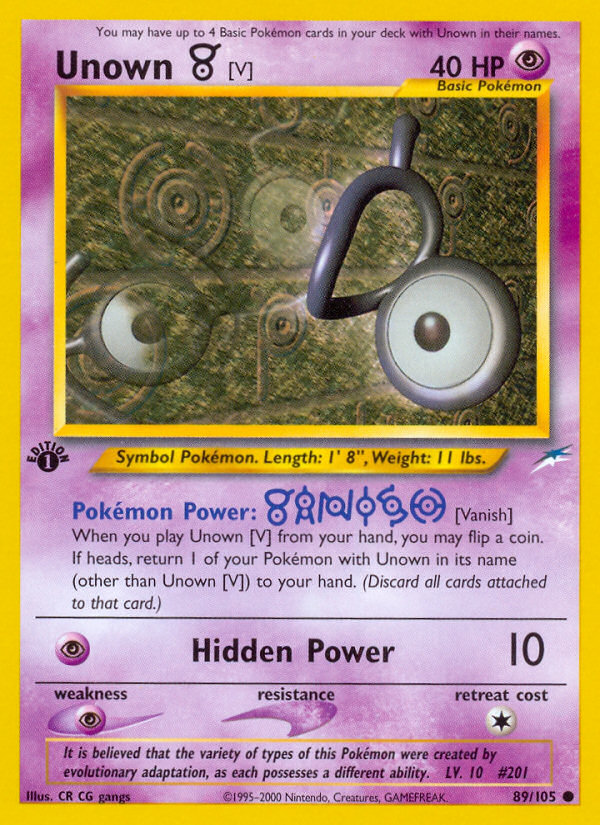 Unown [V] (89/105) [Neo Destiny 1st Edition] | Eastridge Sports Cards & Games