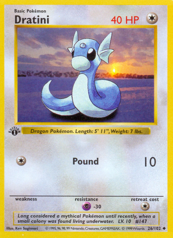 Dratini (26/102) (Shadowless) [Base Set 1st Edition] | Eastridge Sports Cards & Games