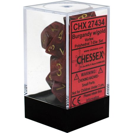 CHESSEX VORTEX 7-DIE SET BURGUNDY/GOLD (CHX27434) | Eastridge Sports Cards & Games