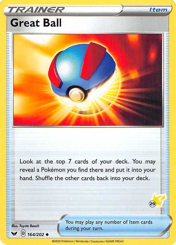 Great Ball (164/202) (Pikachu Stamp #29) [Battle Academy 2022] | Eastridge Sports Cards & Games