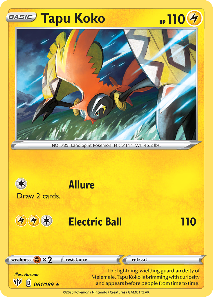 Tapu Koko (061/189) [Sword & Shield: Darkness Ablaze] | Eastridge Sports Cards & Games