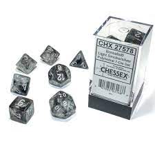 CHESSEX Borealis Light Smoke/Silver 7 Die Set (CHX27578) | Eastridge Sports Cards & Games