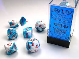 CHESSEX Gemini Astral Blue-White/Red 7 Die Set (CHX26457) | Eastridge Sports Cards & Games