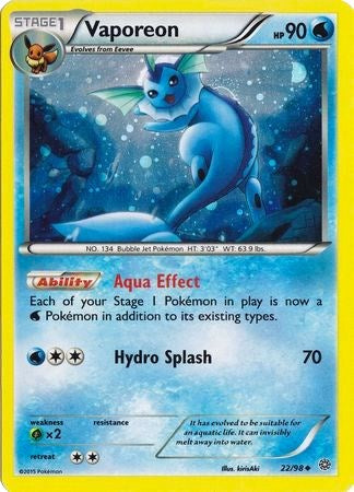 Vaporeon (22/98) (Cosmos Holo) [XY: Ancient Origins] | Eastridge Sports Cards & Games