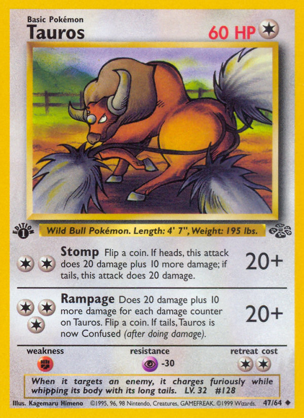 Tauros (47/64) [Jungle 1st Edition] | Eastridge Sports Cards & Games