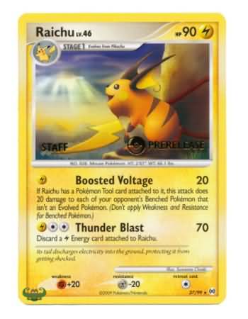 Raichu (27/99) (Staff Prerelease Promo) [Nintendo: Black Star Promos] | Eastridge Sports Cards & Games