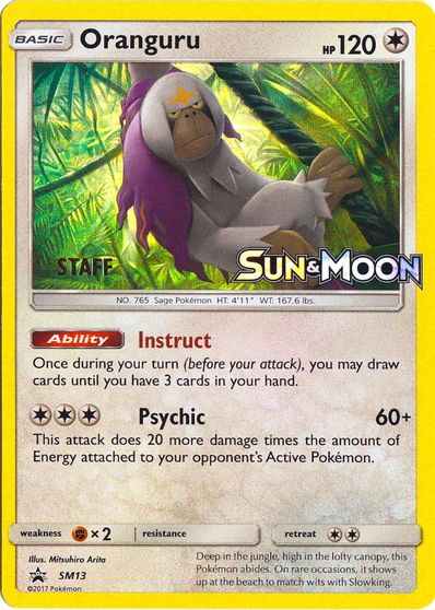 Oranguru (SM13) (Staff Prerelease Promo) [Sun & Moon: Black Star Promos] | Eastridge Sports Cards & Games