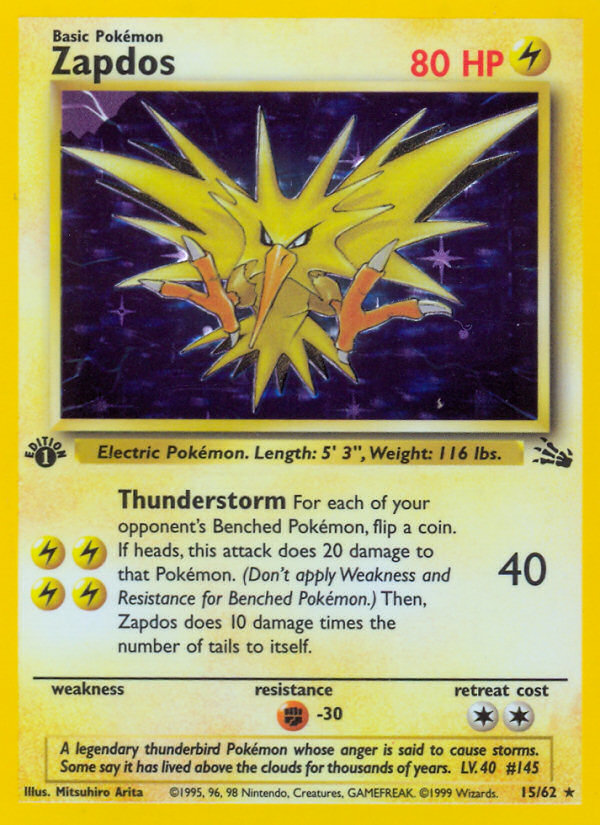 Zapdos (15/62) [Fossil 1st Edition] | Eastridge Sports Cards & Games