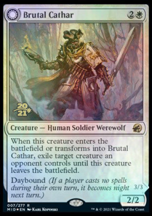 Brutal Cathar // Moonrage Brute [Innistrad: Midnight Hunt Prerelease Promos] | Eastridge Sports Cards & Games