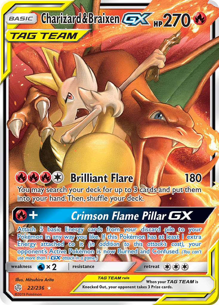 Charizard & Braixen GX (22/236) [Sun & Moon: Cosmic Eclipse] | Eastridge Sports Cards & Games