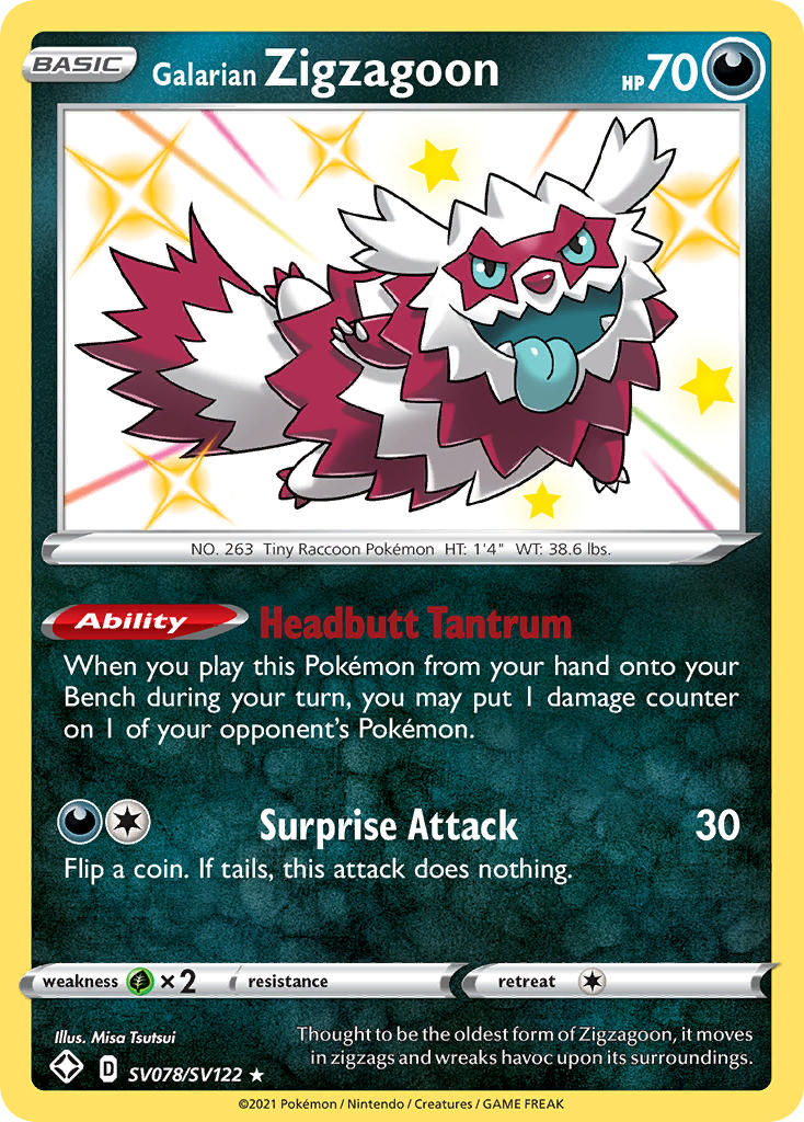 Galarian Zigzagoon (SV078/SV122) [Sword & Shield: Shining Fates] | Eastridge Sports Cards & Games