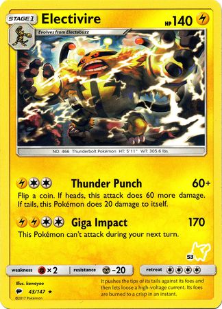 Electivire (43/147) (Pikachu Stamp #53) [Battle Academy 2020] | Eastridge Sports Cards & Games