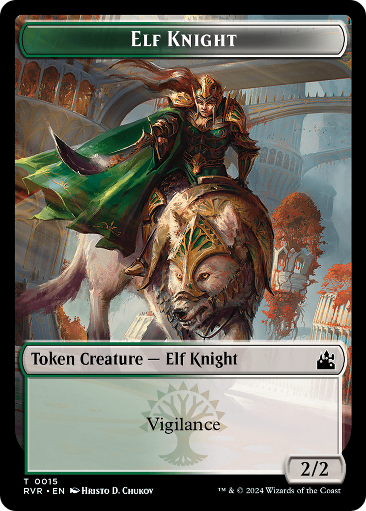 Elf Knight // Emblem - Domri Rade Double-Sided Token [Ravnica Remastered Tokens] | Eastridge Sports Cards & Games
