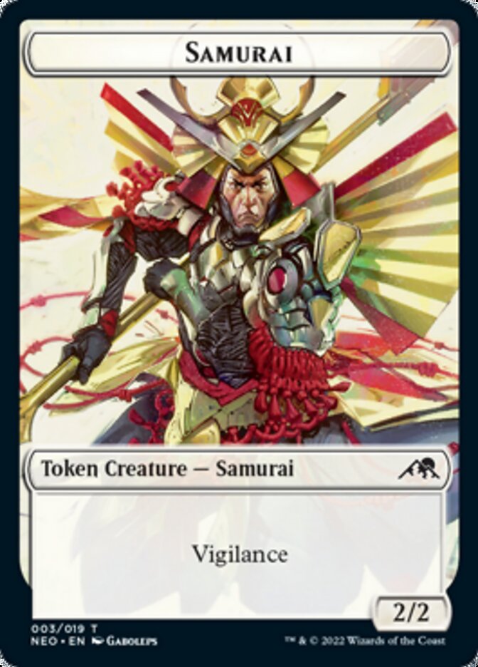 Samurai // Tezzeret, Betrayer of Flesh Emblem Double-sided Token [Kamigawa: Neon Dynasty Tokens] | Eastridge Sports Cards & Games