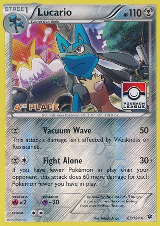 Lucario (63/124) (League Promo 4th Place) [XY: Fates Collide] | Eastridge Sports Cards & Games