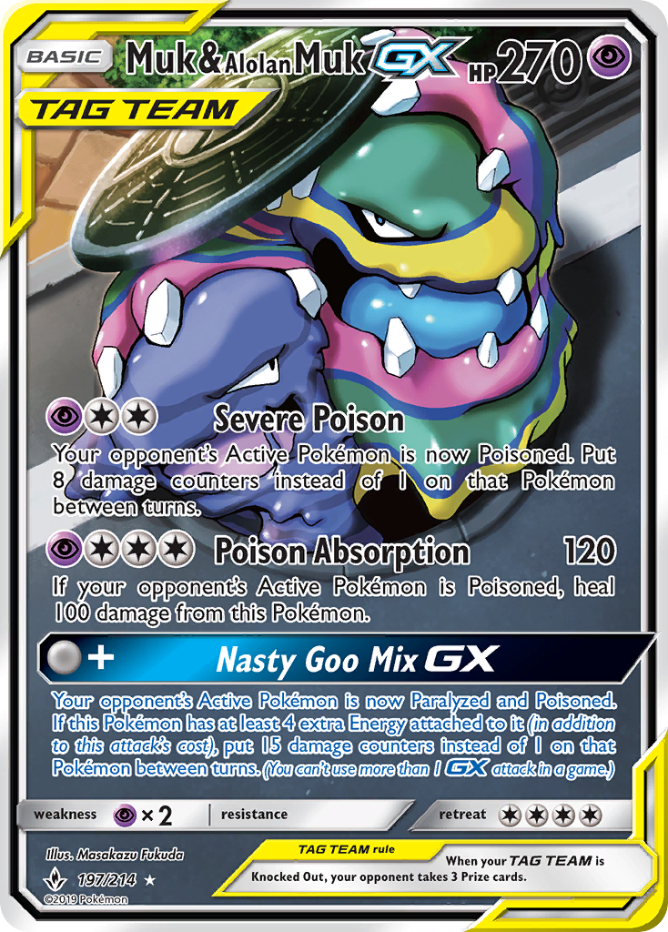 Muk & Alolan Muk GX (197/214) [Sun & Moon: Unbroken Bonds] | Eastridge Sports Cards & Games