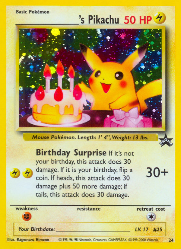 _____'s Pikachu (24) (Birthday Pikachu) [Wizards of the Coast: Black Star Promos] | Eastridge Sports Cards & Games