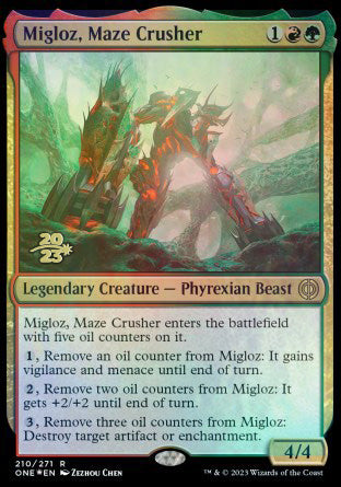 Migloz, Maze Crusher [Phyrexia: All Will Be One Prerelease Promos] | Eastridge Sports Cards & Games