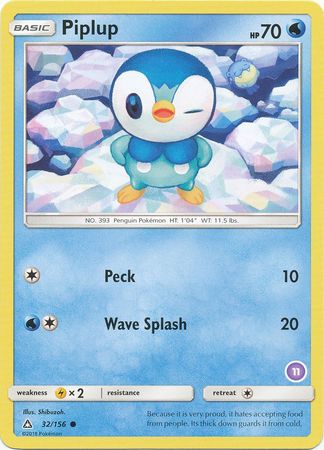 Piplup (32/156) (Deck Exclusive #11) [Sun & Moon: Trainer Kit - Alolan Sandslash] | Eastridge Sports Cards & Games