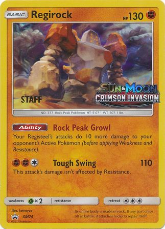 Regirock (SM74) (Staff Prerelease Promo) [Sun & Moon: Black Star Promos] | Eastridge Sports Cards & Games