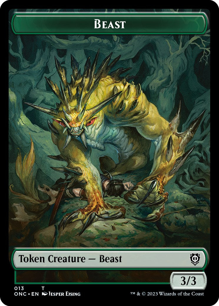 Poison Counter // Beast Double-Sided Token [Phyrexia: All Will Be One Commander Tokens] | Eastridge Sports Cards & Games