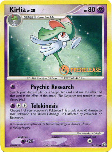 Kirlia (53/132) (Prerelease Promo) [Diamond & Pearl: Black Star Promos] | Eastridge Sports Cards & Games