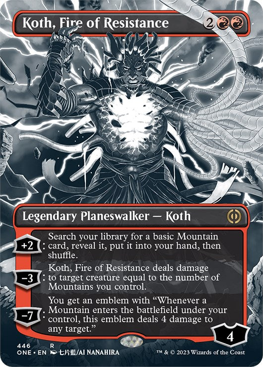 Koth, Fire of Resistance (Borderless Manga Step-and-Compleat Foil) [Phyrexia: All Will Be One] | Eastridge Sports Cards & Games